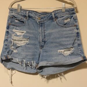 American Eagle Outfitters Light Blue Ripped Jean Shorts